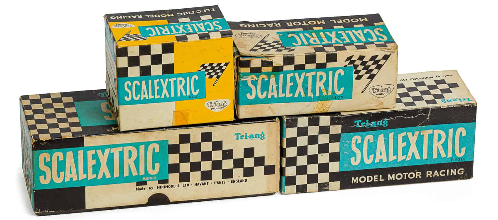 Old Scalextric model car boxes