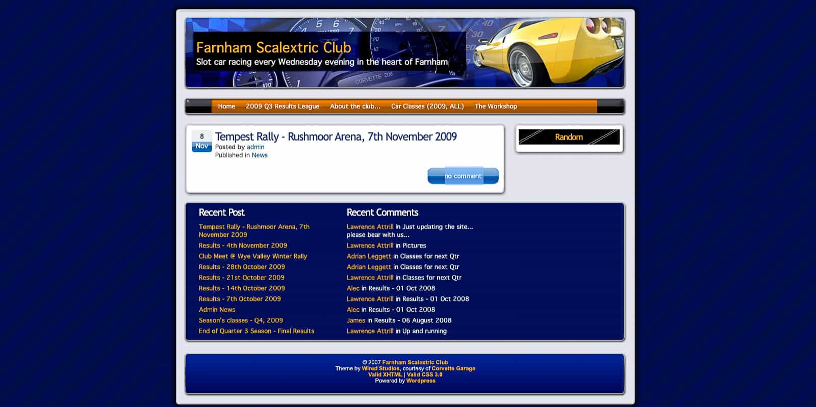 Farnham Scalextric Club website circa 2009